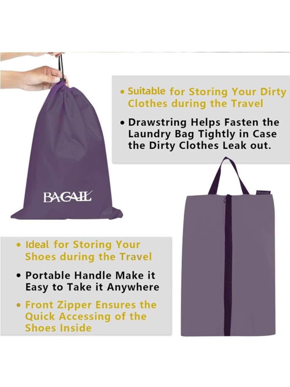 Packing Cube Set with Shoe Bag and Toiletry Pouches - Picture 4 of 8